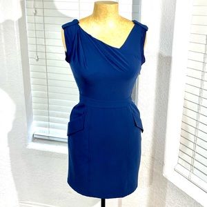 BCBG MAXAZRIA cocktail silk dress blue size M
